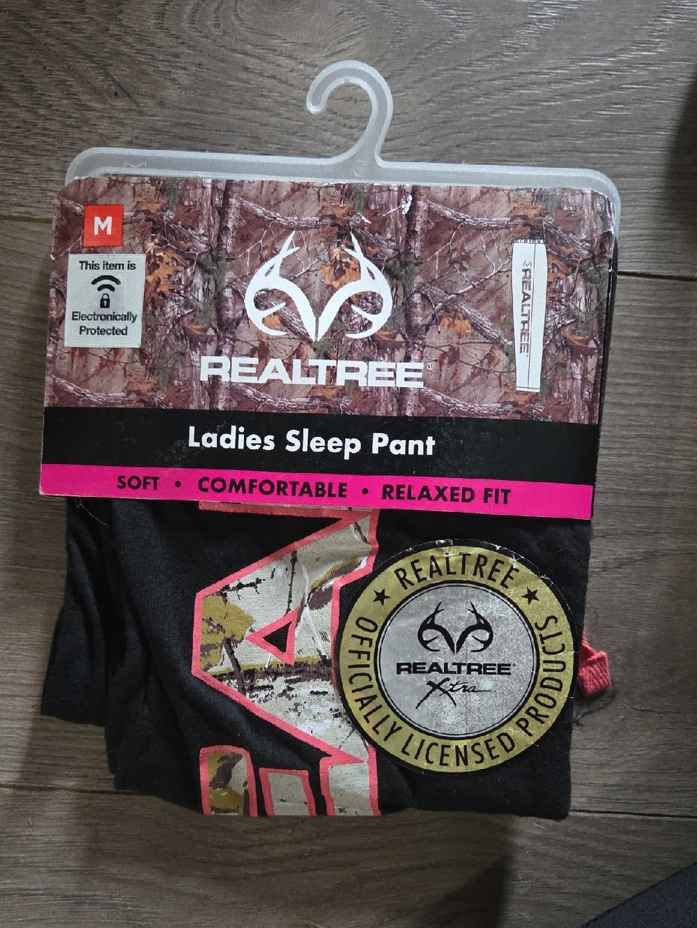Realtree Ladies Sleep Pant - Black with Pink and Gold Accents